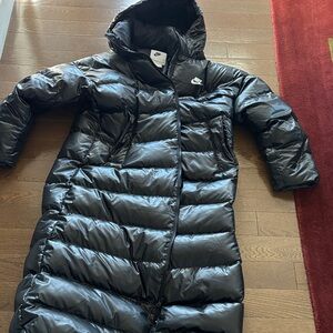 Nike Shiny Black Long Puffer Jacket